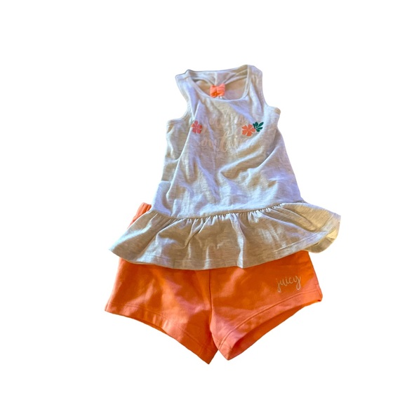 Juicy Couture Other - Juicy Couture short set youth size 7 NWT pink shorts white razor back tank top